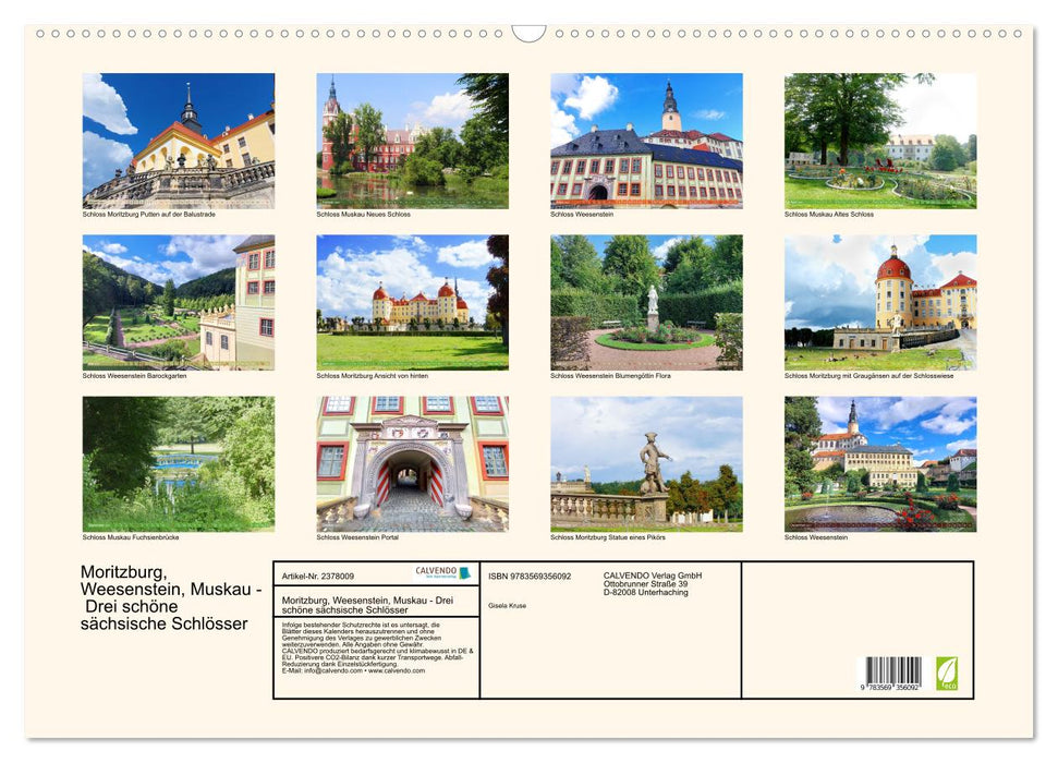 Moritzburg, Weesenstein, Muskau - Drei schöne sächsische Schlösser (CALVENDO Wandkalender 2027)