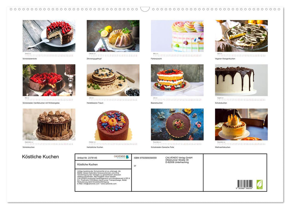 Köstliche Kuchen (CALVENDO Wandkalender 2027)