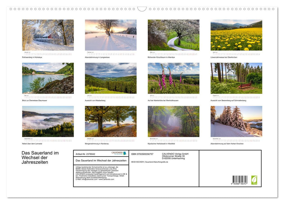 Das Sauerland im Wechsel der Jahreszeiten (CALVENDO Wandkalender 2027)