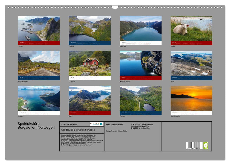 Spektakuläre Bergwelten Norwegen (CALVENDO Wandkalender 2027)