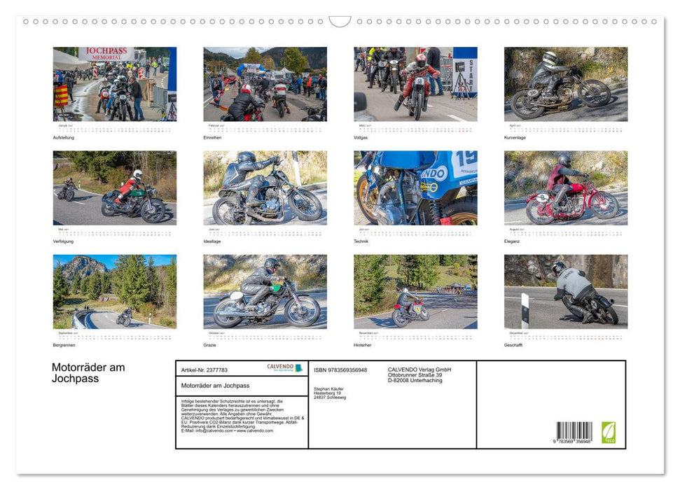 Motorräder am Jochpass (CALVENDO Wandkalender 2027)