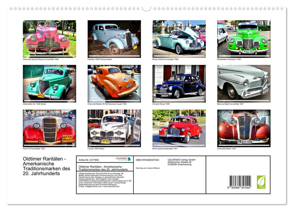 Oldtimer Raritäten - Amerkanische Traditionsmarken des 20. Jahrhunderts (CALVENDO Premium Wandkalender 2027)