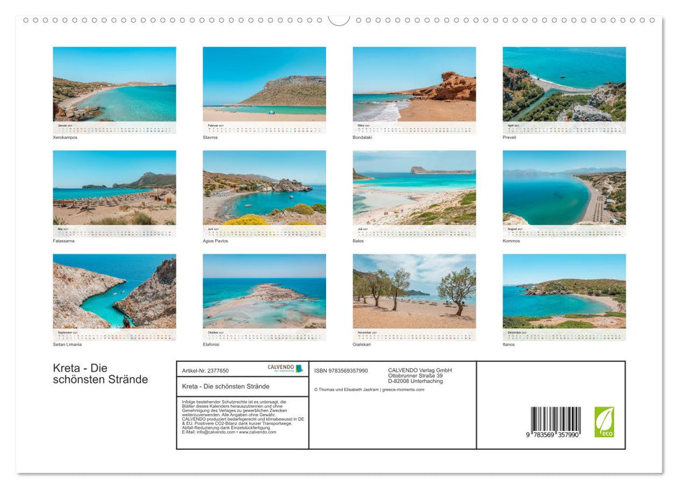 Kreta - Die schönsten Strände (CALVENDO Premium Wandkalender 2027)