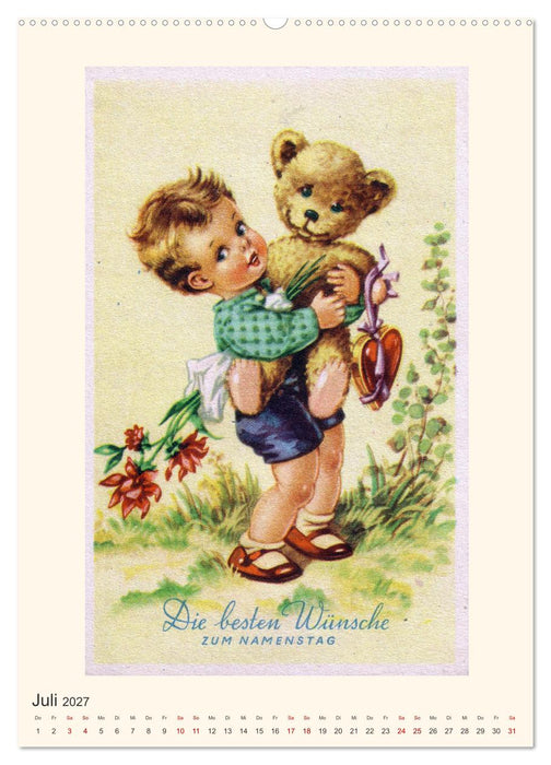 Erste Liebe - Teddybären auf alten Ansichtskarten (CALVENDO Premium Wandkalender 2027)