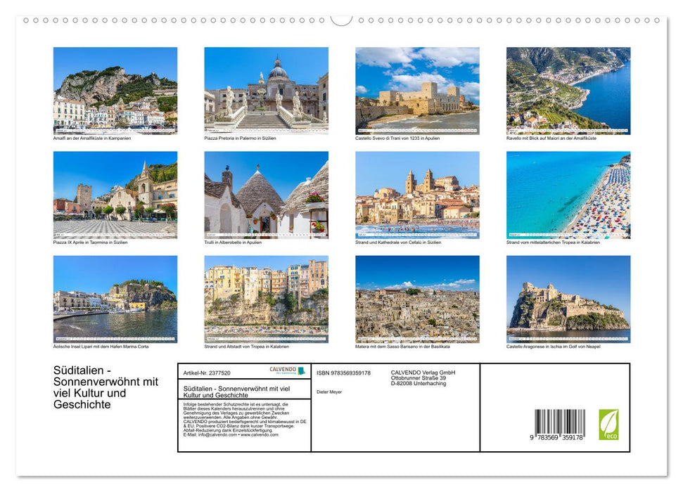 Süditalien - Sonnenverwöhnt mit viel Kultur und Geschichte (CALVENDO Premium Wandkalender 2027)