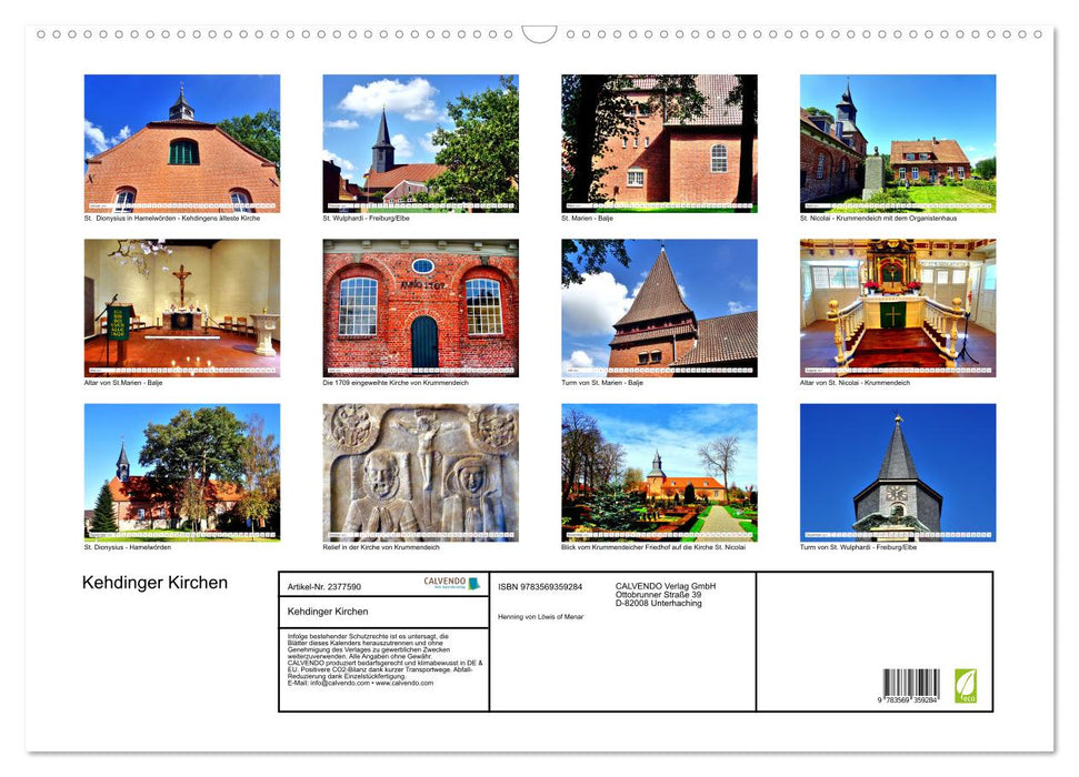 Kehdinger Kirchen (CALVENDO Wandkalender 2027)