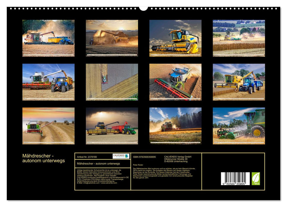 Mähdrescher - autonom unterwegs (CALVENDO Premium Wandkalender 2027)
