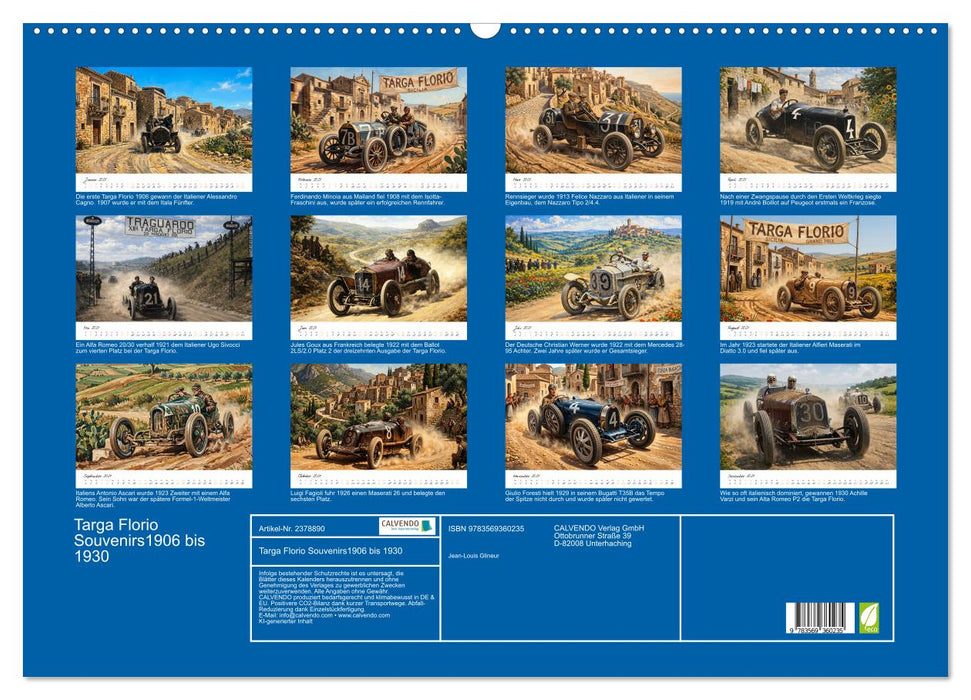 Targa Florio Souvenirs1906 bis 1930 (CALVENDO Wandkalender 2027)