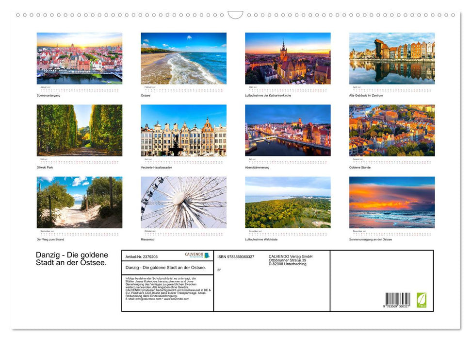 Danzig - Die goldene Stadt an der Ostsee. (CALVENDO Wandkalender 2027)