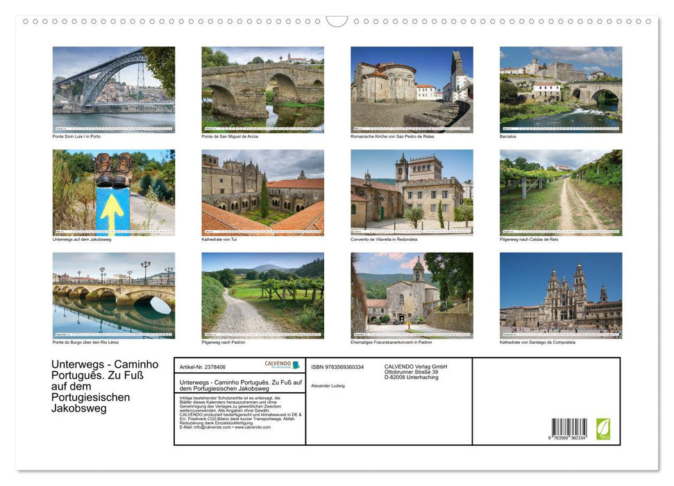 Unterwegs - Caminho Português. Zu Fuß auf dem Portugiesischen Jakobsweg (CALVENDO Wandkalender 2027)