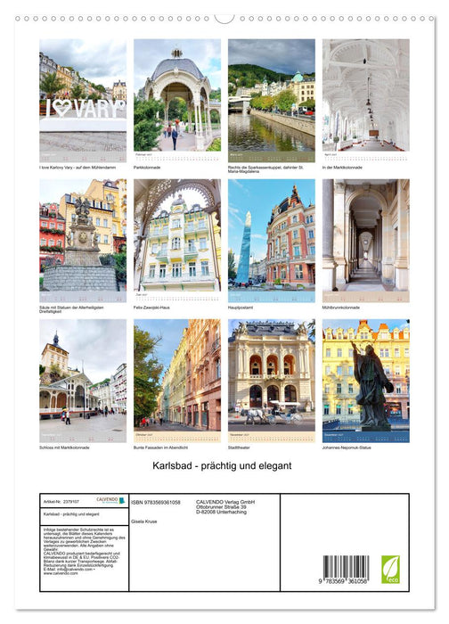Karlsbad - prächtig und elegant (CALVENDO Premium Wandkalender 2027)
