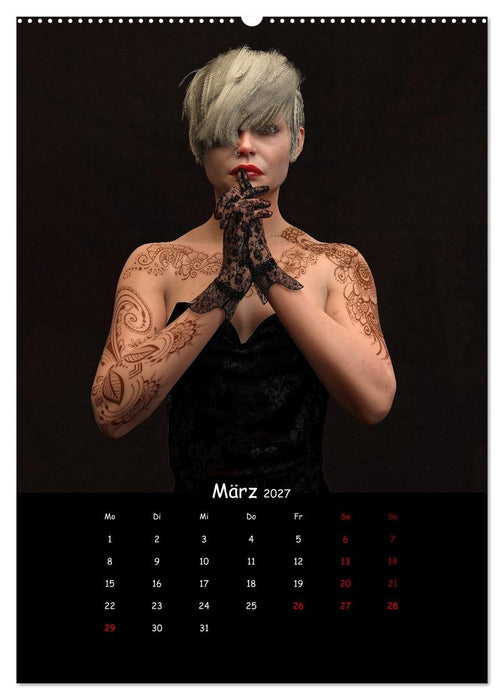 Portraits von tätowierten Frauen (CALVENDO Wandkalender 2027)