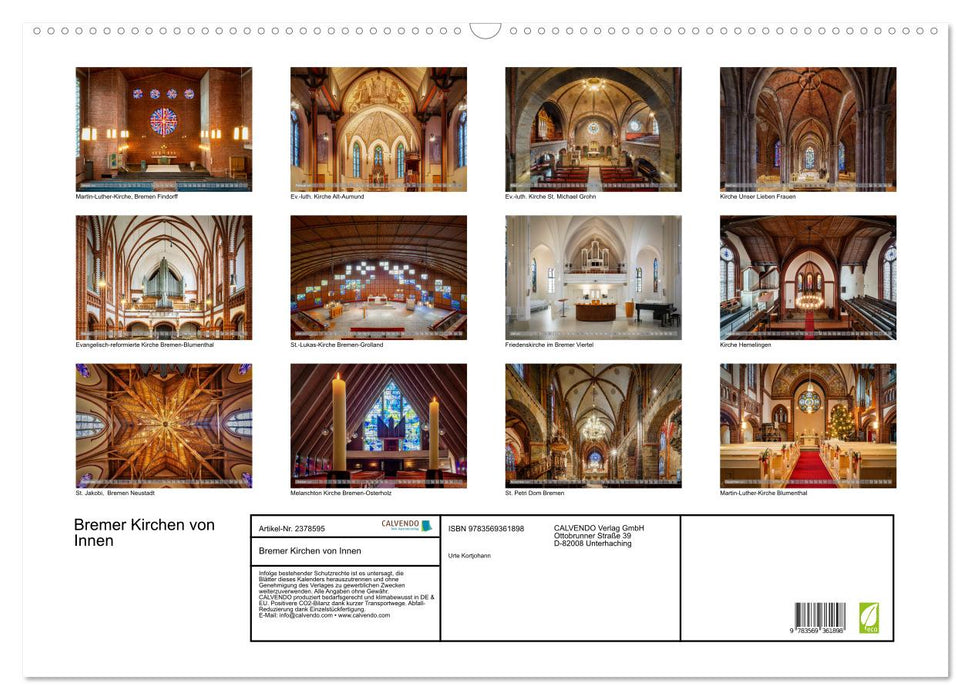 Bremer Kirchen von Innen (CALVENDO Wandkalender 2027)
