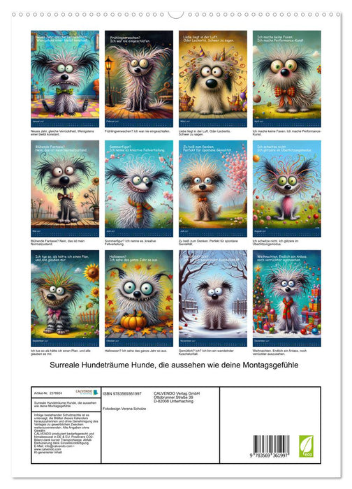 Surreale Hundeträume Hunde, die aussehen wie deine Montagsgefühle (CALVENDO Premium Wandkalender 2027)