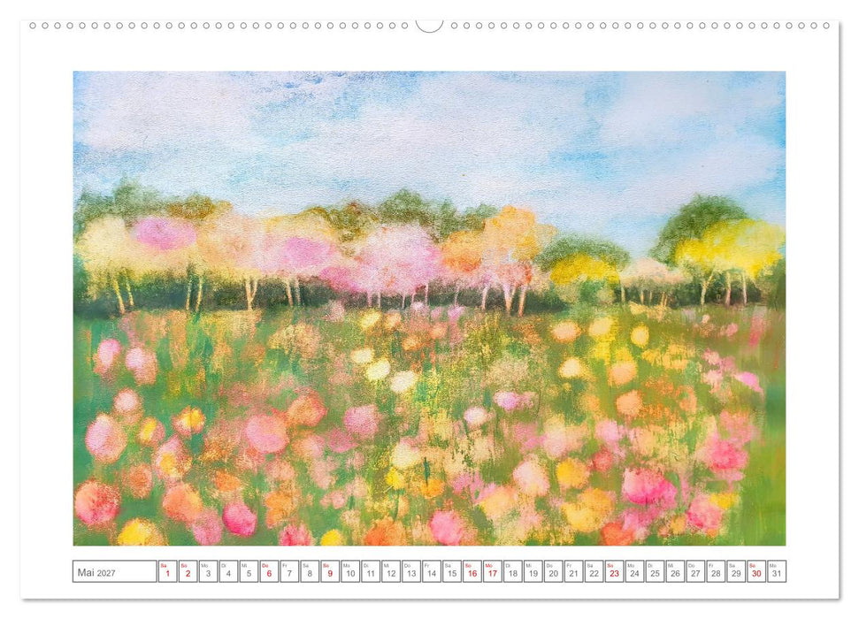 Im Rausch der Blüten - Farbenfroh gemalte Blumenwiesen (CALVENDO Wandkalender 2027)