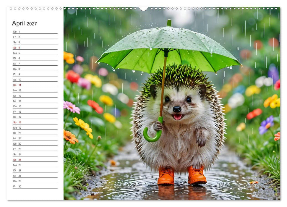 Plitschplatsch! Regenspaß - Fröhliche Tierabenteuer in Pfützen und Regen (CALVENDO Wandkalender 2027)