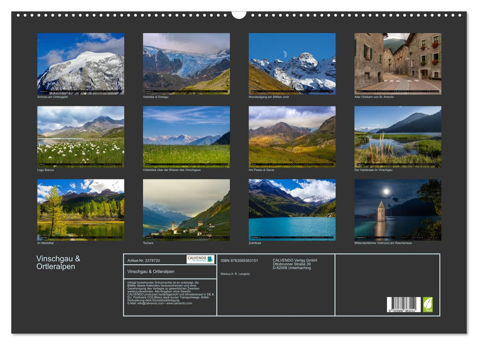 Vinschgau & Ortleralpen (CALVENDO Wandkalender 2027)