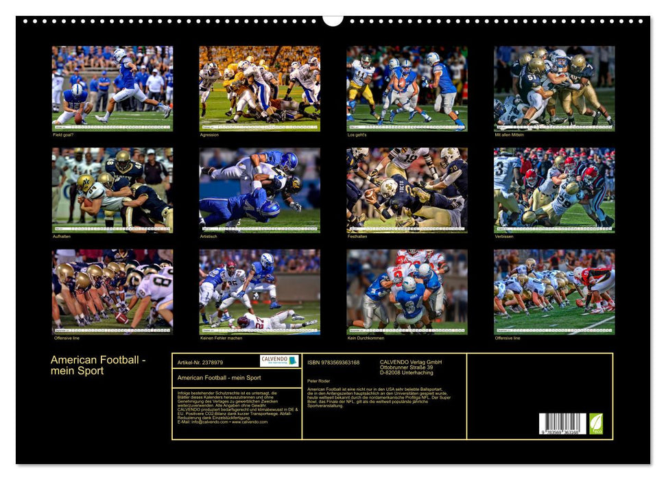 American Football - mein Sport (CALVENDO Wandkalender 2027)