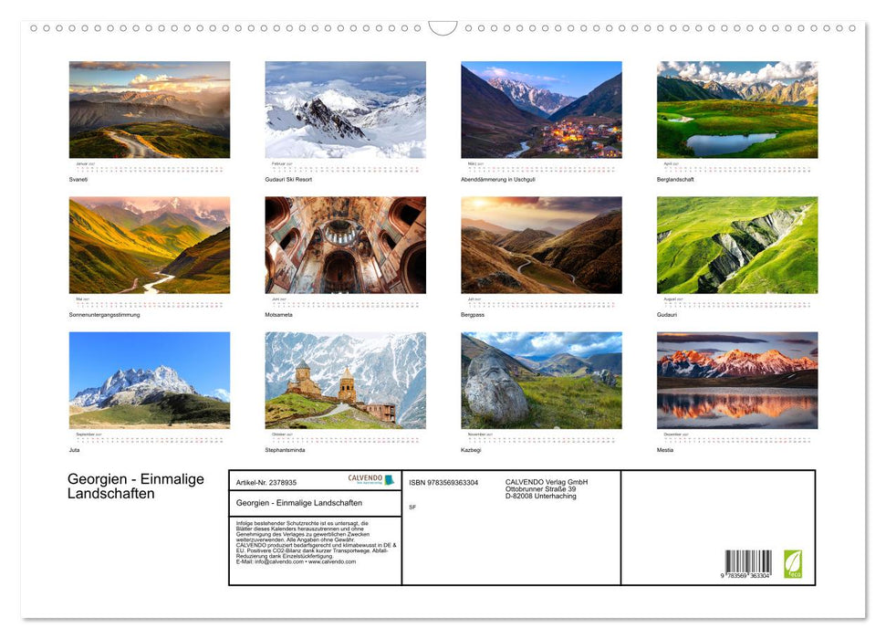 Georgien - Einmalige Landschaften (CALVENDO Wandkalender 2027)