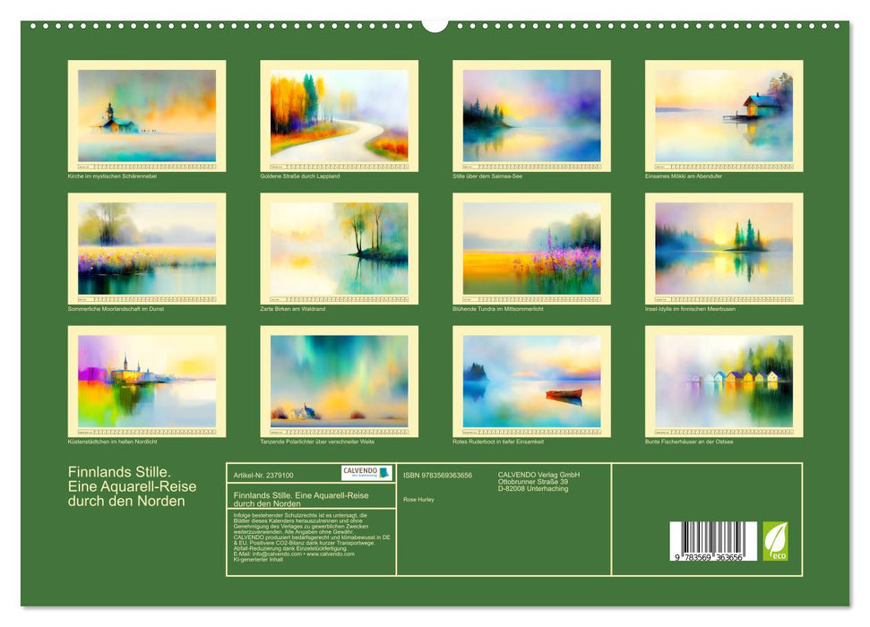 Finnlands Stille. Eine Aquarell-Reise durch den Norden (CALVENDO Premium Wandkalender 2027)