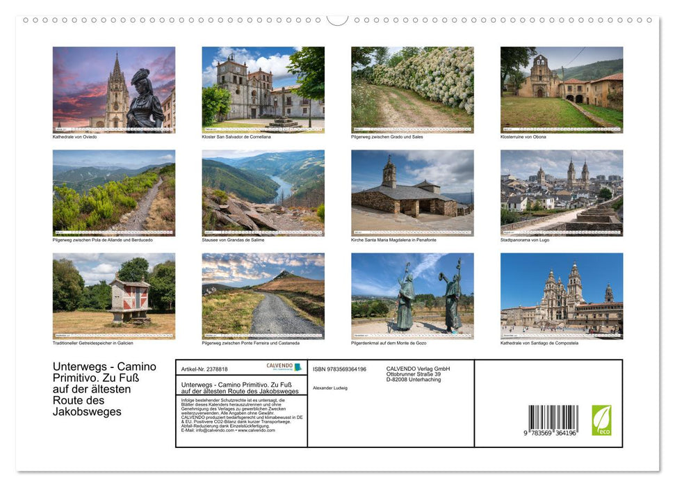 Unterwegs - Camino Primitivo. Zu Fuß auf der ältesten Route des Jakobsweges (CALVENDO Premium Wandkalender 2027)
