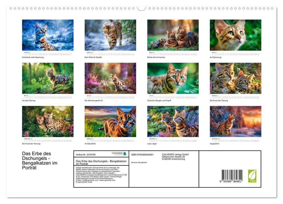 Das Erbe des Dschungels - Bengalkatzen im Porträt (CALVENDO Premium Wandkalender 2027)