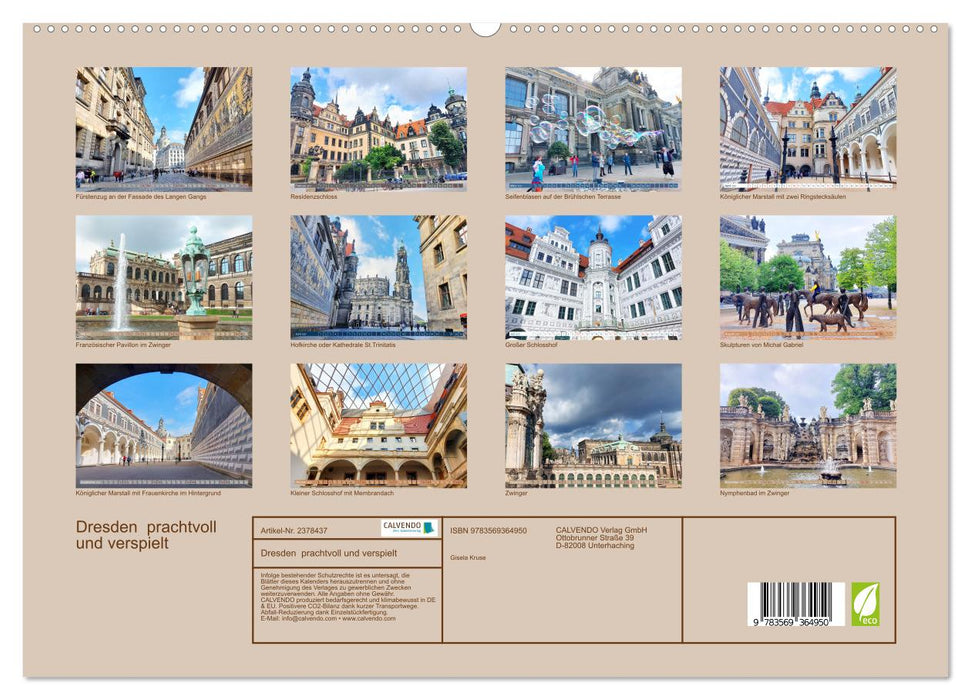 Dresden prachtvoll und verspielt (CALVENDO Premium Wandkalender 2027)