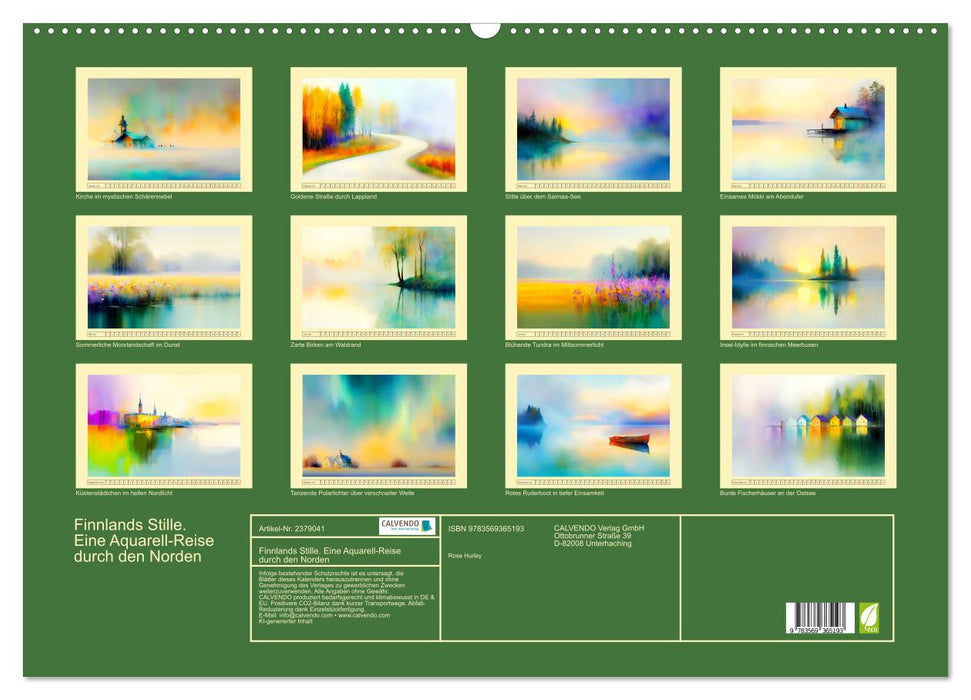 Finnlands Stille. Eine Aquarell-Reise durch den Norden (CALVENDO Wandkalender 2027)