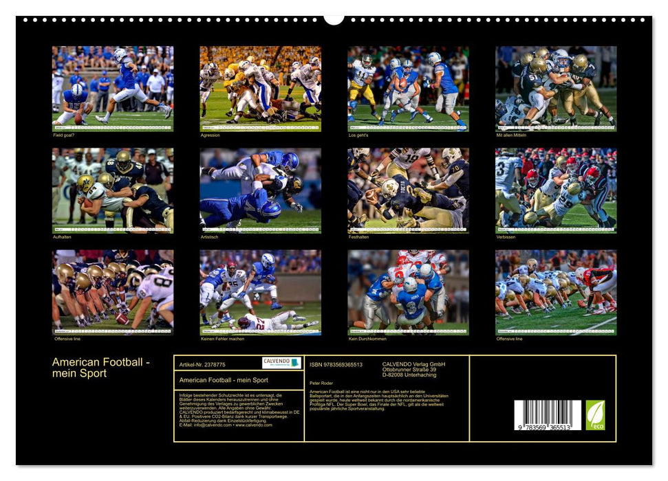 American Football - mein Sport (CALVENDO Premium Wandkalender 2027)