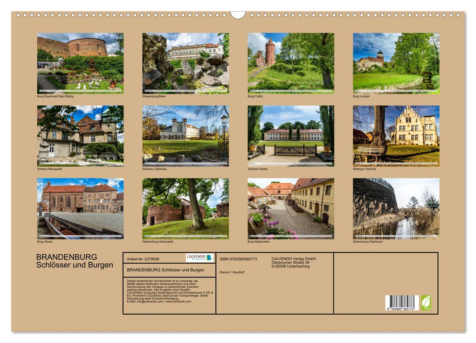 BRANDENBURG Schlösser und Burgen (CALVENDO Wandkalender 2027)
