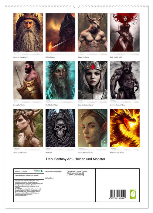 Dark Fantasy Art - Helden und Monster (CALVENDO Premium Wandkalender 2027)