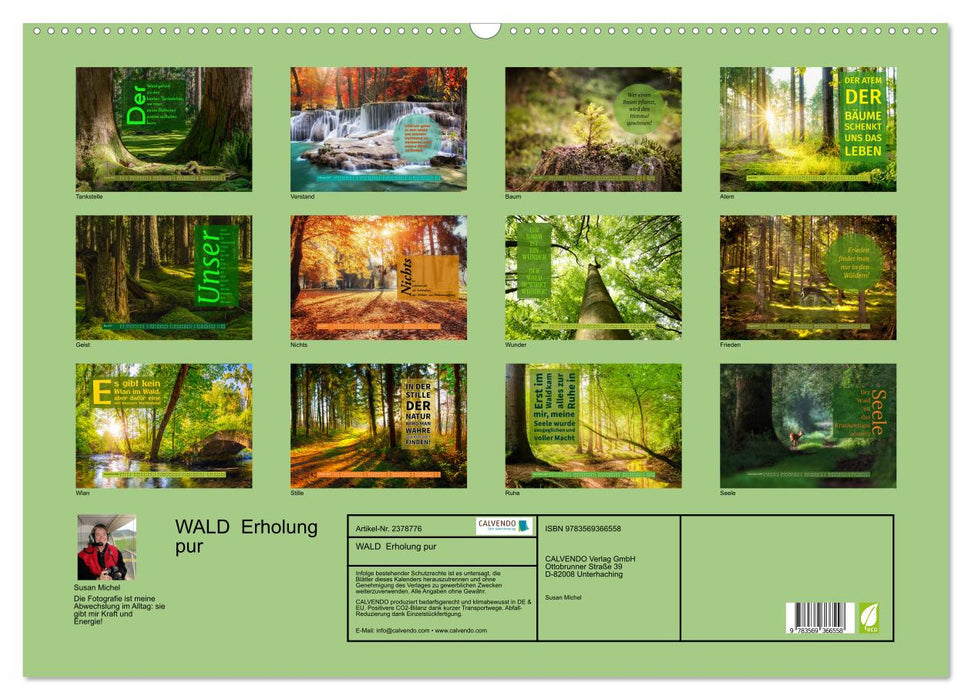 WALD Erholung pur (CALVENDO Wandkalender 2027)