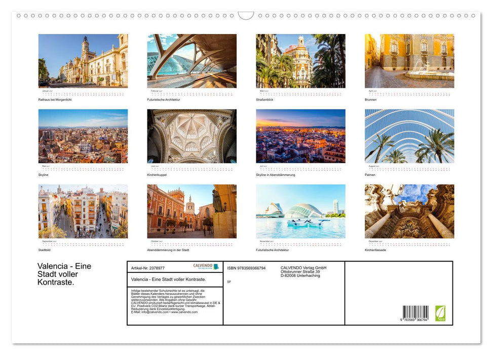 Valencia - Eine Stadt voller Kontraste. (CALVENDO Wandkalender 2027)