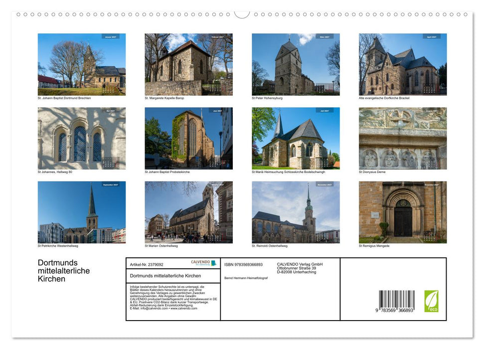 Dortmunds mittelalterliche Kirchen (CALVENDO Premium Wandkalender 2027)
