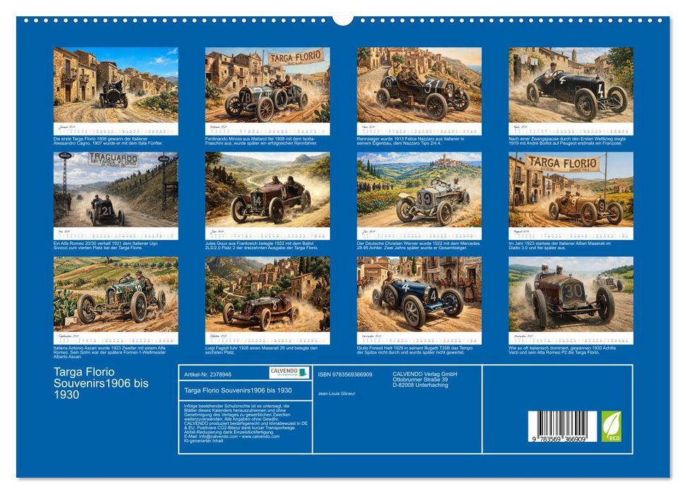 Targa Florio Souvenirs1906 bis 1930 (CALVENDO Premium Wandkalender 2027)