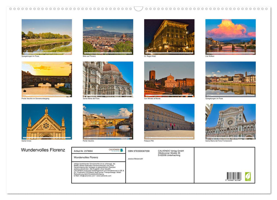 Wundervolles Florenz (CALVENDO Wandkalender 2027)