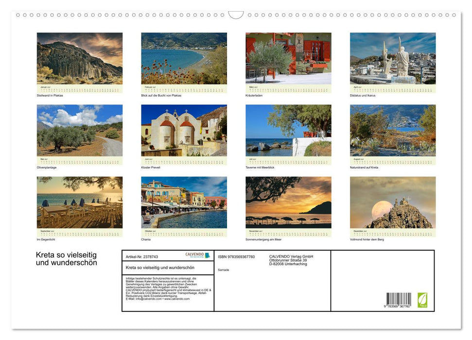 Kreta so vielseitig und wunderschön (CALVENDO Wandkalender 2027)
