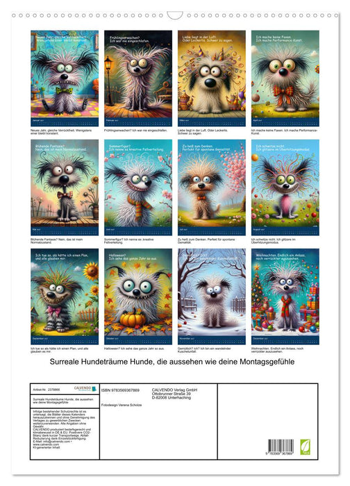Surreale Hundeträume Hunde, die aussehen wie deine Montagsgefühle (CALVENDO Wandkalender 2027)