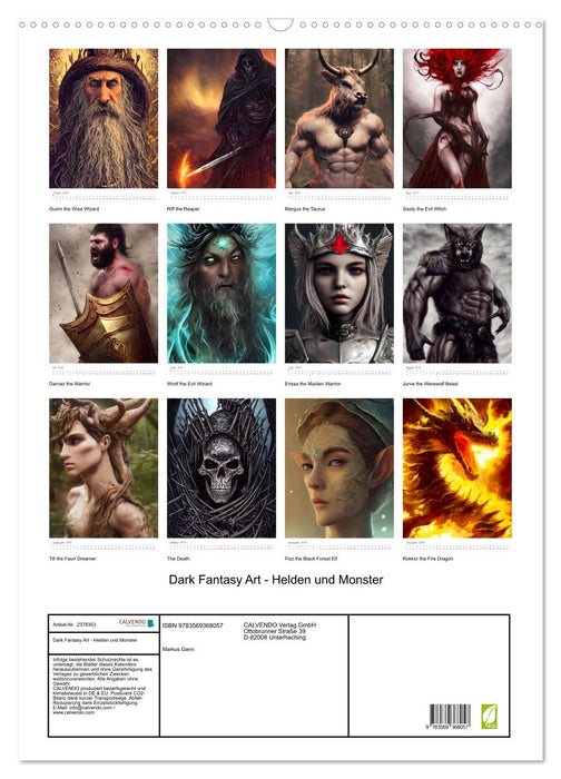 Dark Fantasy Art - Helden und Monster (CALVENDO Wandkalender 2027)