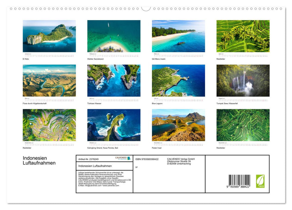 Indonesien Luftaufnahmen (CALVENDO Premium Wandkalender 2027)