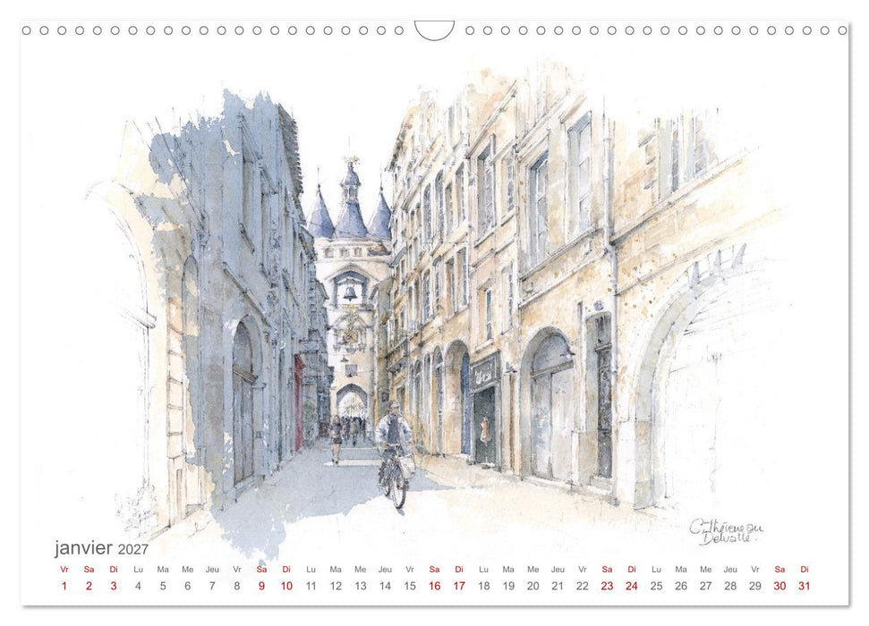 BORDEAUX, promenade dessinée (CALVENDO Calendrier mensuel 2027)