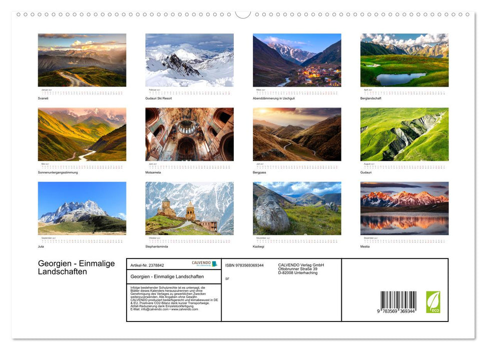 Georgien - Einmalige Landschaften (CALVENDO Premium Wandkalender 2027)