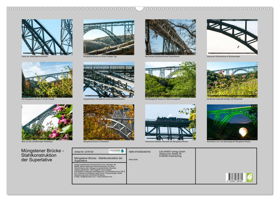 Müngstener Brücke - Stahlkonstruktion der Superlative (CALVENDO Wandkalender 2027)