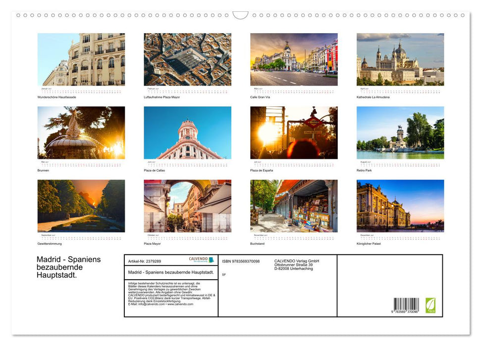 Madrid - Spaniens bezaubernde Hauptstadt. (CALVENDO Wandkalender 2027)
