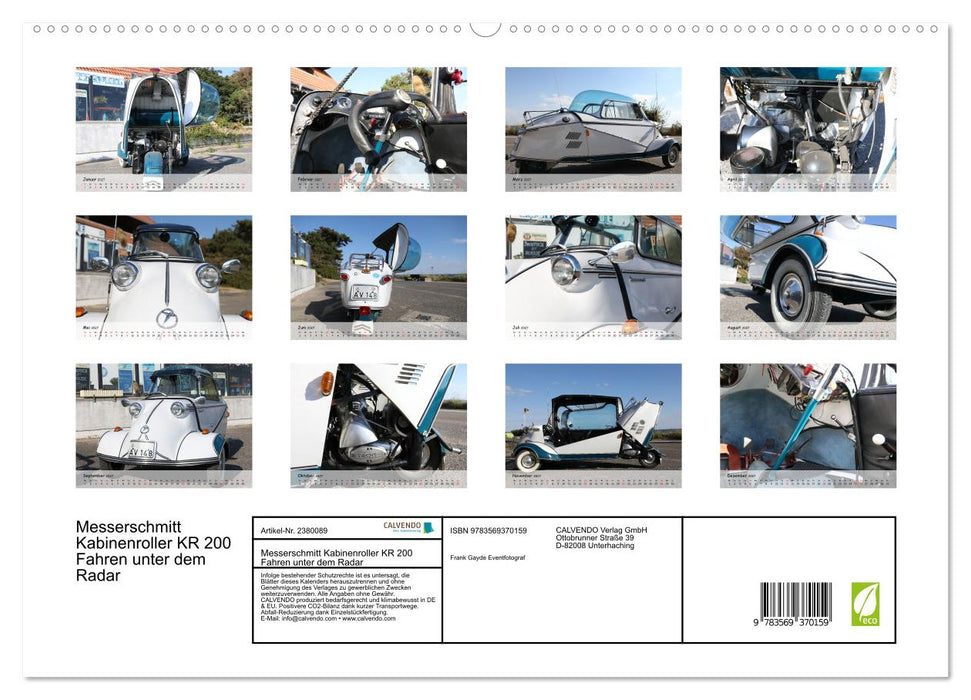 Messerschmitt Kabinenroller KR 200 Fahren unter dem Radar (CALVENDO Premium Wandkalender 2027)