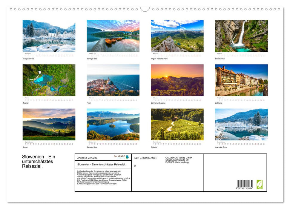 Slowenien - Ein unterschätztes Reiseziel. (CALVENDO Wandkalender 2027)