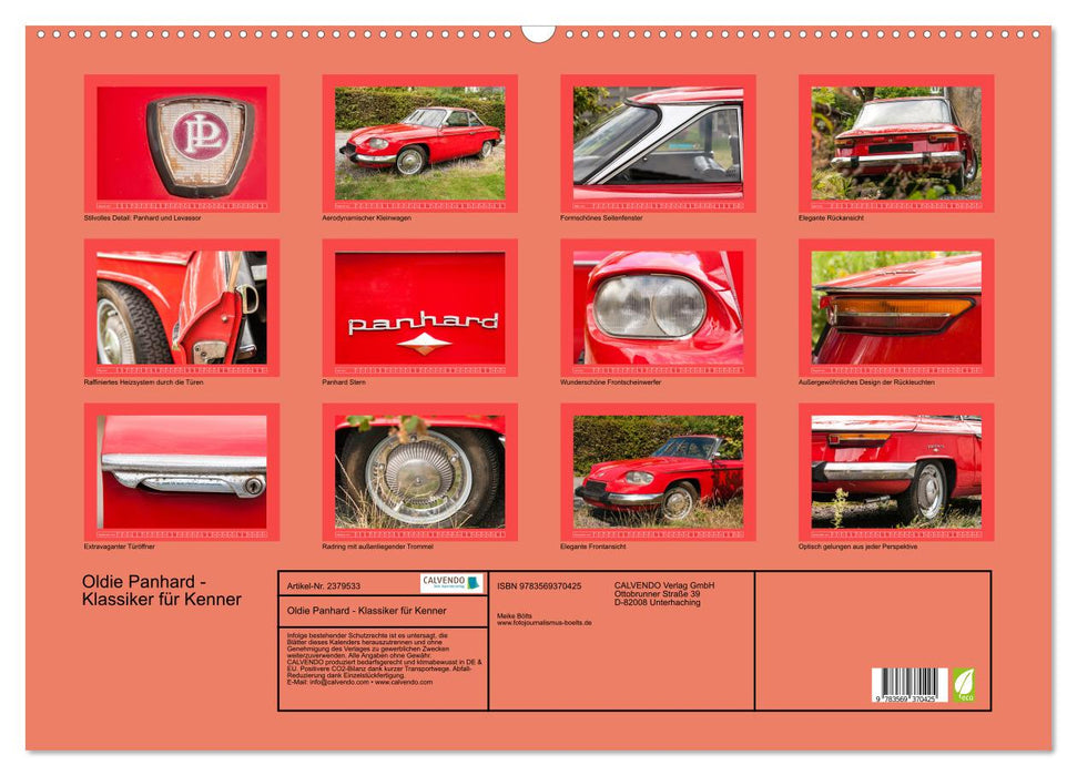 Oldie Panhard - Klassiker für Kenner (CALVENDO Wandkalender 2027)