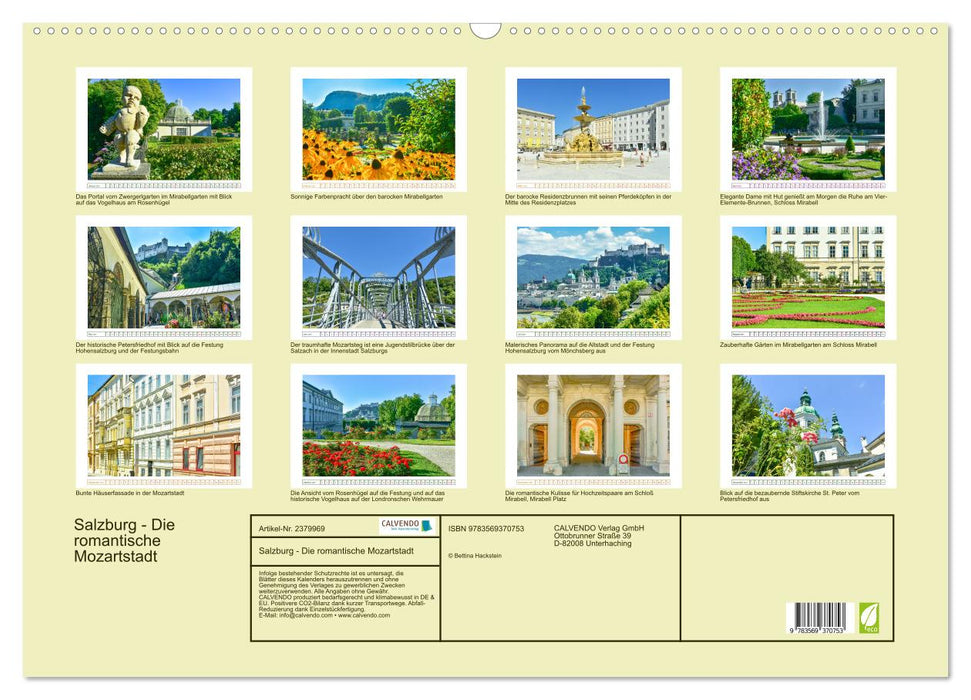 Salzburg - Die romantische Mozartstadt (CALVENDO Wandkalender 2027)