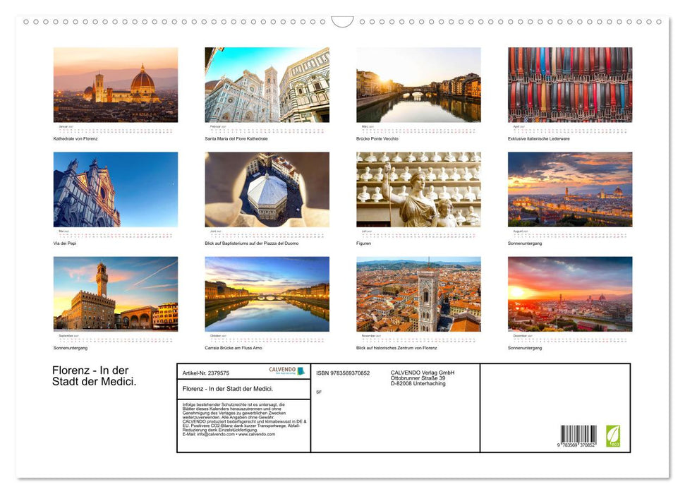 Florenz - In der Stadt der Medici. (CALVENDO Wandkalender 2027)