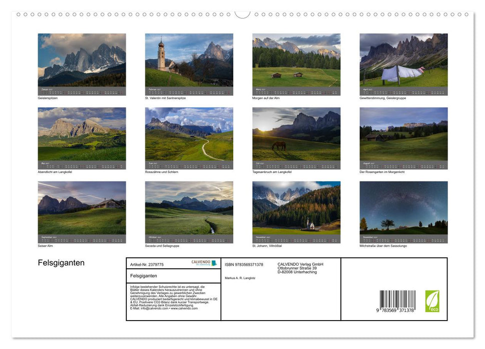 Felsgiganten (CALVENDO Premium Wandkalender 2027)